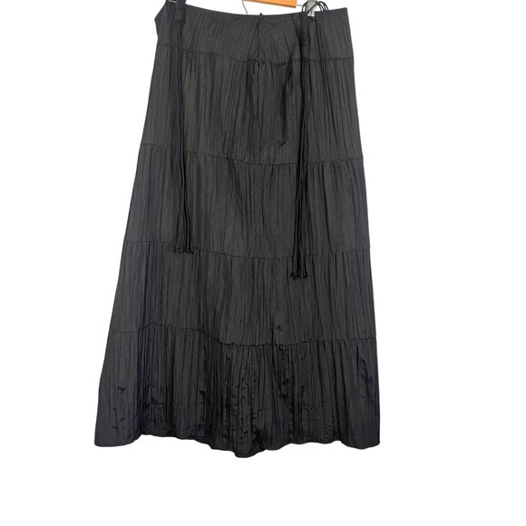 Retro Tiered Maxi Dress Black 14 Neutral Boho Western Classic Chic Indie Folk - Picture 1 of 10